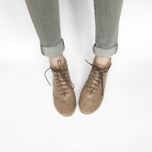 Laced Ankle Boots in Toffee Soft Leather