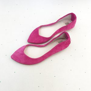 Pointy Toe Ballet Flats in Magenta Fuchsia Italian Leather