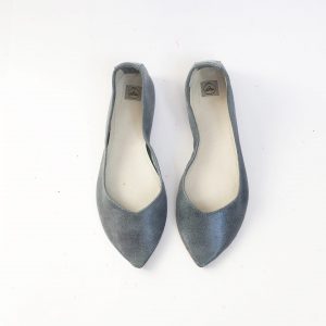 BRIDAL POINTY FLATS in BLUE SPARKLY LEATHER