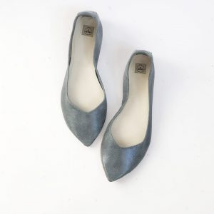 POINTY FLATS in BLUE SPARKLY LEATHER