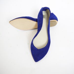 Pointy Toe Ballet Flats in Royal Blue Italian Leather