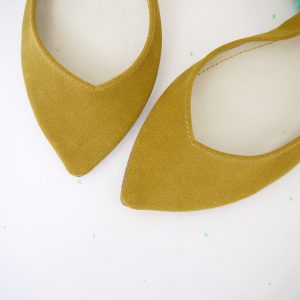 Pointed Toe Ballet Flats Shoes in Soft Yellow Italian Leather