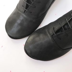 Laced Ankle Boots in Black Soft Leather