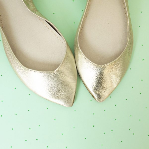 BRIDAL POINTY FLATS in SOFT GOLD LEATHER