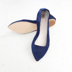 D'ORSAY POINTY FLATS in NAVY BLUE LEATHER