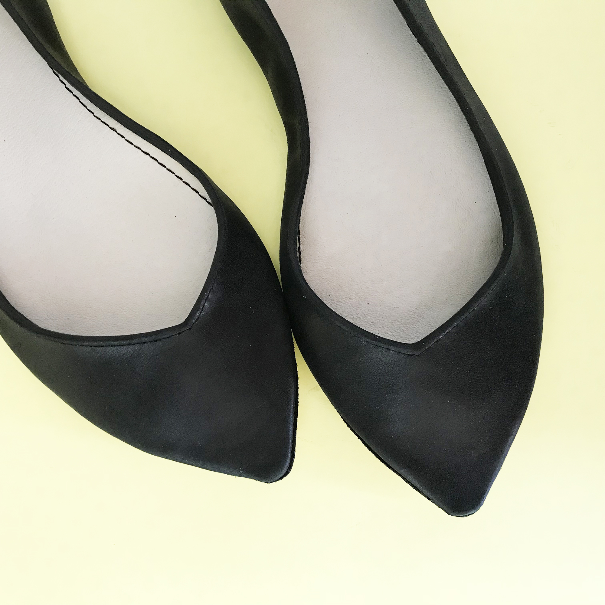 POINTY FLATS in BLACK SOFT LEATHER — Ele Handmade Shoes