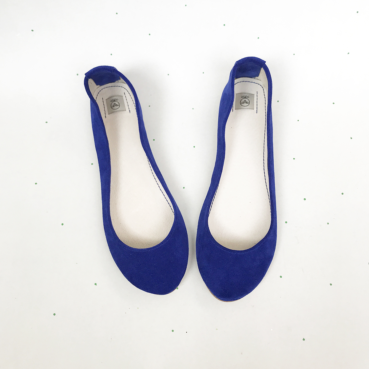 ROUND BALLET FLATS IN ROYAL BLUE SOFT LEATHER — Ele Handmade Shoes
