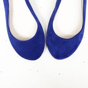 Womens Handmade Ballet Flats Shoes in Royal Blue Soft Italian Leather Suede