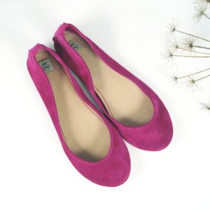 Handmade Ballet Flats Shoes in Cyclamen Italian Soft Leather