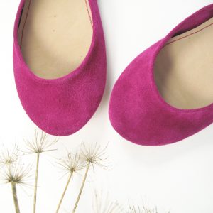 Handmade Ballet Flats Shoes in Cyclamen Italian Soft Leather