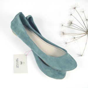 Ballet Flats Shoes in Serenity Blue Gray Soft Italian Leather