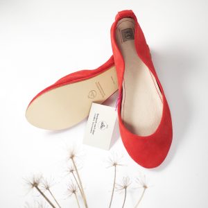 Red Ballet Flats Shoes in Italian Soft Leather | Handmade Low Heel Bridal Shoes