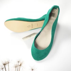 Handmade Ballet Flats Shoes in Nude Blush Emerald Italian Soft Leather