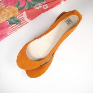 Handmade Ballet Flats Shoes in Tangerine Italian Soft Leather