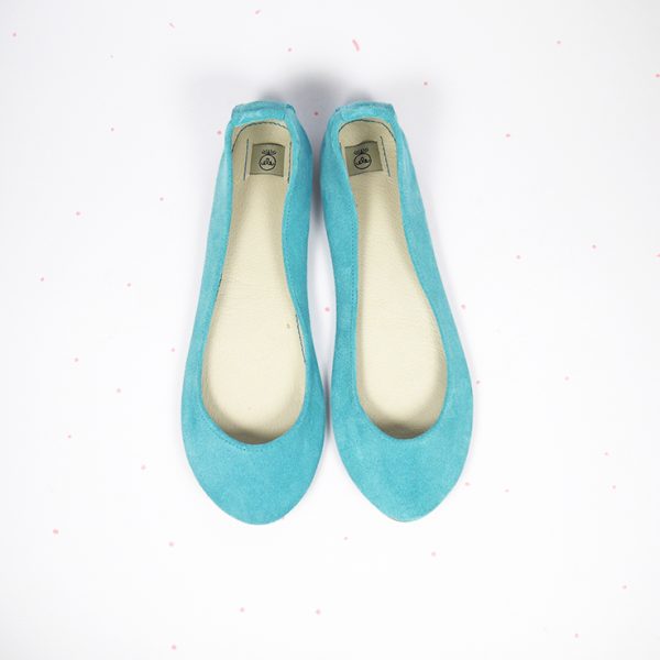 Ballet Flats Shoes in Robin Egg Tiffany Soft Italian Suede Leather