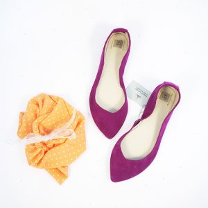 Handmade Pointed Toe Ballet Flats Shoes in Cyclamen Soft Italian Leather, Elehandmade Shoes