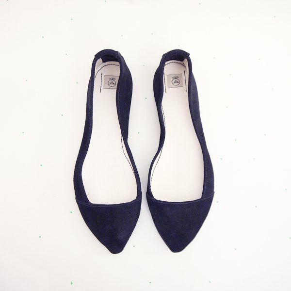 D'Orsay Pointy Toe Flats in Black Soft Italian Leather