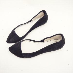D'Orsay Pointy Toe Flats in Black Soft Italian Leather