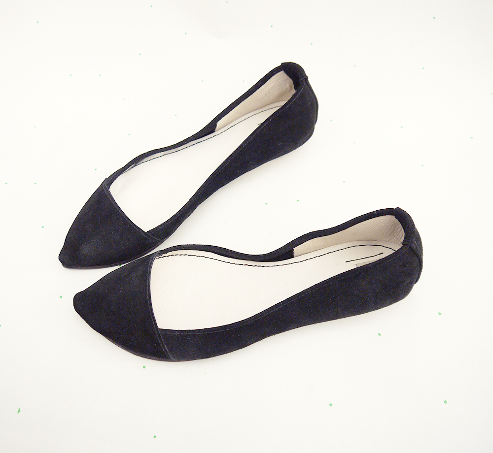 D'ORSAY POINTY FLATS in BLACK LEATHER — Ele Handmade Shoes