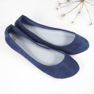 Handmade Ballet Flats Shoes in Navy Blue Italian Soft Leather