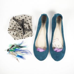 Handmade Ballet Flats Shoes in Teal Italian Soft Leather