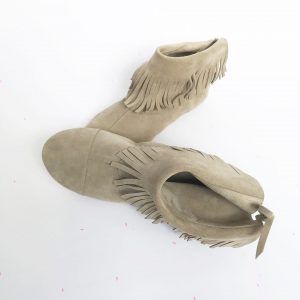 Fringed Indian Ankle Boots | Sand Italian Soft Suede Leather Boots | Elehandmade Shoes