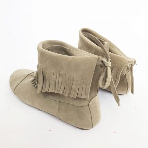 Fringed Indian Ankle Boots | Sand Italian Soft Suede Leather Boots | Elehandmade Shoes