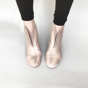 Rose Gold Ankle Leather Handmade Boots - Elehandmade Shoes - Bridal Shoes
