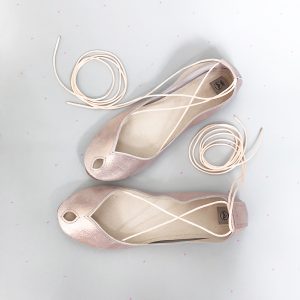 Rose gold Soft Leather Peep Toes handmade shoes