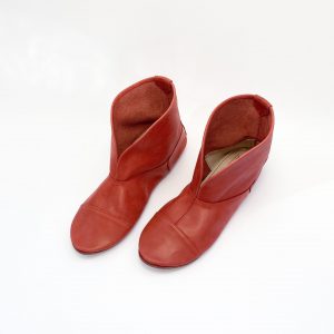 Women's Ankle Boots in red Leather, Low Heel Soft Cowboy Boho Boots, Elehandmade Shoes
