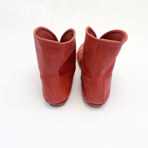 Women's Ankle Boots in red Leather, Low Heel Soft Cowboy Boho Boots, Elehandmade Shoes