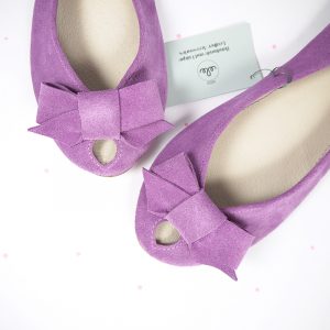 Orchid Italian Soft Leather Peep Toes handmade shoes with Bow