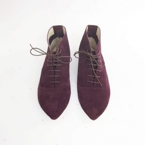 Womens Oxblood Leather Lace Up Ankle Boots | Comfortable Stylish Pointy Low Heel Boots | Elehandmade Shoes