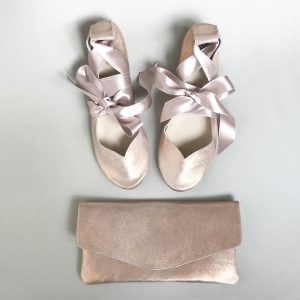 Bridal Purse in Rose Gold Leather | Matching Shoes Handmade Wedding Clutch Bag | Elehandmade Bridal Handbag