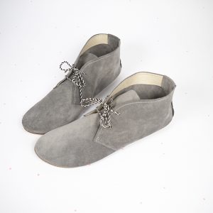 Desert Ankle Boots in Gray Leather Suede Handmade Laced Shoes