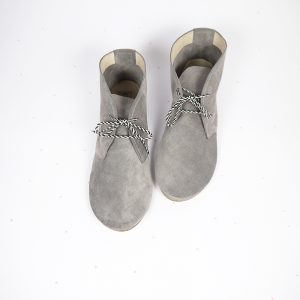 Desert Ankle Boots in Gray Leather Suede Handmade Laced Shoes
