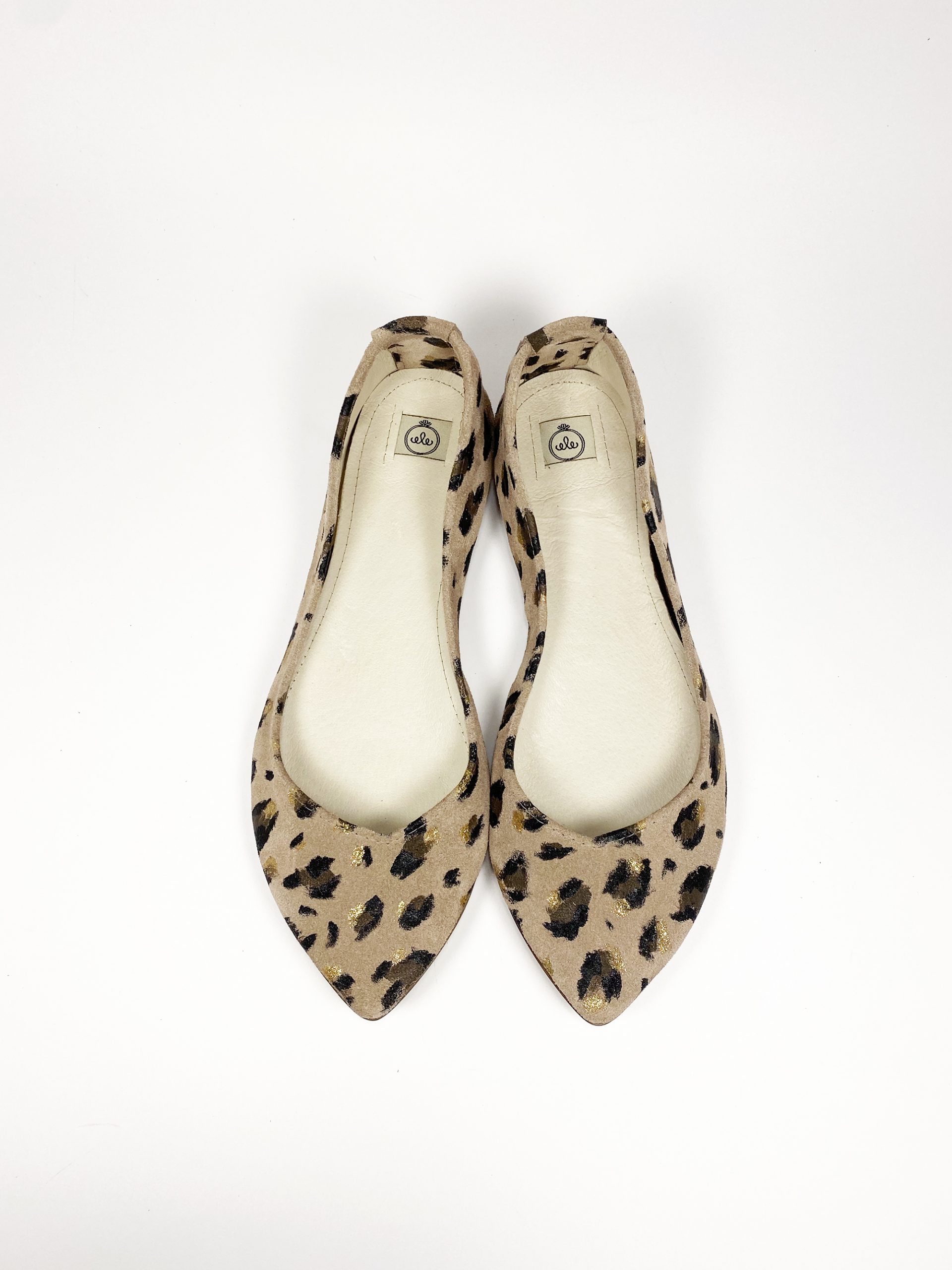 hand painted leopard pointy flats — Ele Handmade Shoes