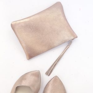 Rose Gold Bridal Purse Matching Shoes, Custom Made Italian Leather Handmade Wedding Handbag Clutch, Elehandmade