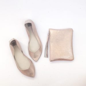 Rose Gold Bridal Purse Matching Shoes, Custom Made Italian Leather Handmade Wedding Handbag Clutch, Elehandmade