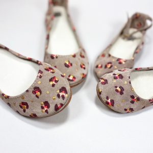 leopard print ballet flats in nude leather, matching mommy and me ballet flats shoes, elehandmade shoes