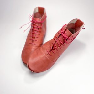 Women Ankle Laced boots in red soft Italian Leather, Low Heel comfortable boots, elehandmade shoes