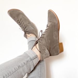 Laced Ankle Boots in Taupe Soft Suede