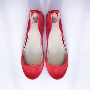 Red Ballet Shoes with Heart Shape, Elehandmade Shoes