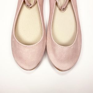Handmade Ballet Flat Shoes in PINK Italian Soft Leather, ANKLE STRAP ballerinas elehandmade
