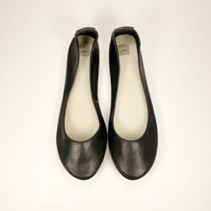 Handmade Ballet Flat Shoes in black Italian Soft Leather, elehandmade