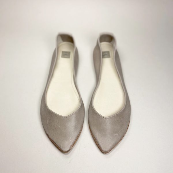 Pointy Toe Ballet Flats in Buttery Soft Taupe Italian Leather, Elehandmade Shoes