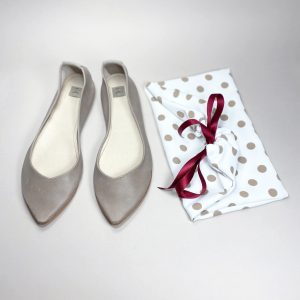 Pointy Toe Ballet Flats in Buttery Soft Taupe Italian Leather, Elehandmade Shoes