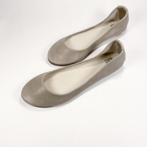 Round Toe Ballet Flats in Buttery Soft Taupe Italian Leather, Elehandmade Shoes