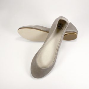 Round Toe Ballet Flats in Buttery Soft Taupe Italian Leather, Elehandmade Shoes
