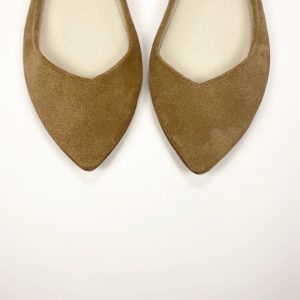 Pointy Ballet Flats Shoes in LIGHT BROWN Italian Suede Leather, elehandmade shoes